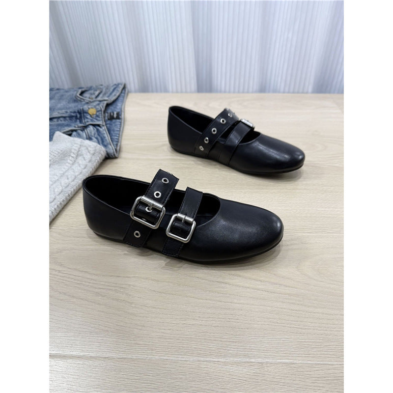 Damen Komfortable Ballerinas mit Schnallen EB