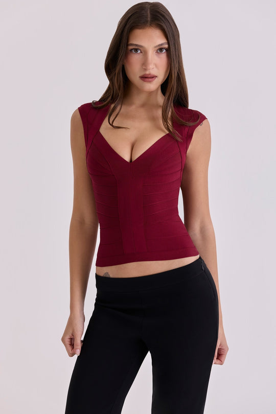 Damen figurformendes Top mit modernem V-Ausschnitt und hochwertigem Material EB