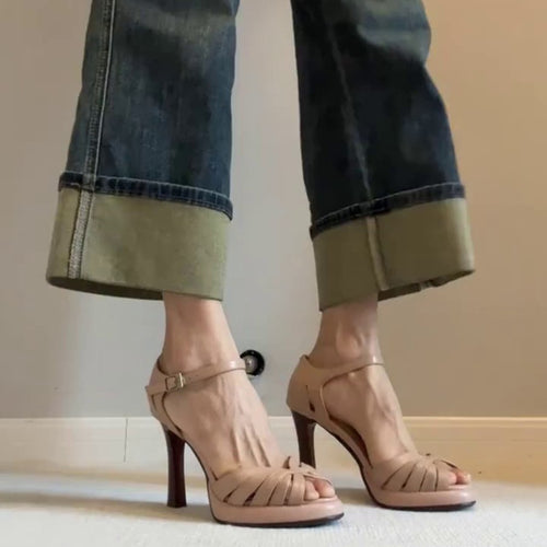 Damen Elegante Sandalen mit modischem Riemendesign und hohem Absatz EB