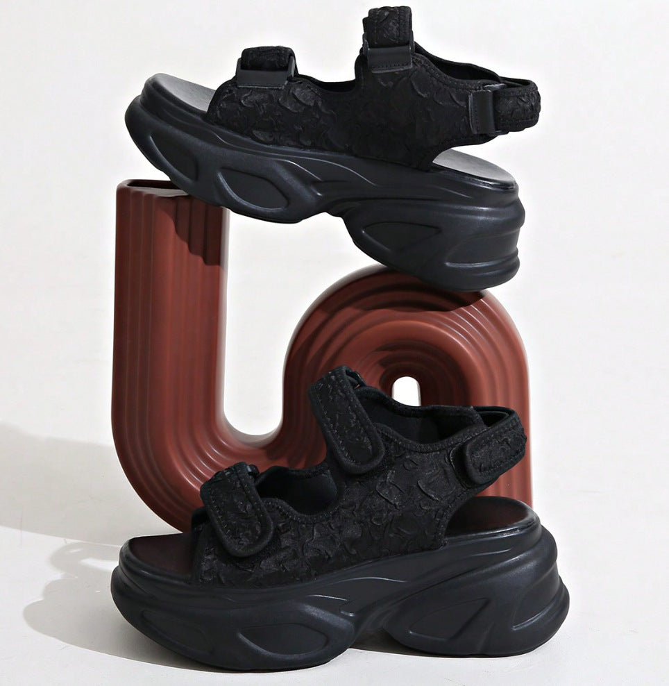Damen Glamouröse Plateau-Sandalen mit verstellbaren Riemen und funkelnden Applikationen EB