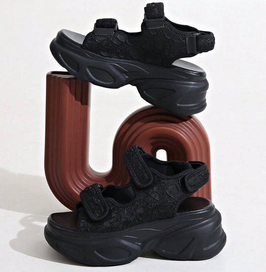 Damen Glamouröse Plateau-Sandalen mit verstellbaren Riemen und funkelnden Applikationen EB