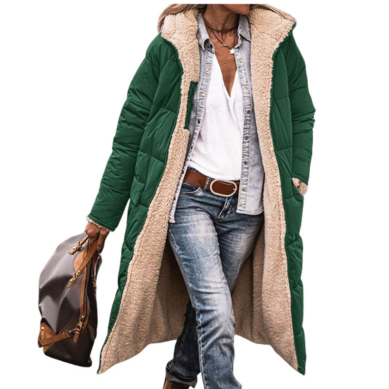 Damen gepolsterte Winterjacke mit Kapuze und kuscheligem Innenfutter EB