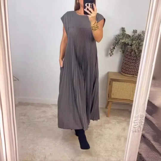 Damen Maxikleid mit plissiertem Design EB