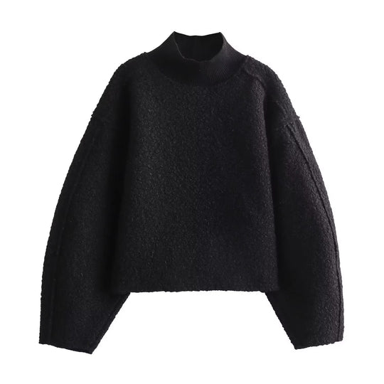 Damen Grobstrickpullover mit hohem Kragen EB