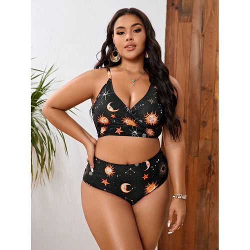 Damen Triangel-Bikini mit gebundenem Oberteil und verspieltem Sternenmuster EB