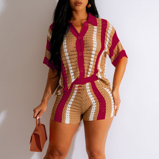 Damen Set aus gehäkeltem Top und Shorts EB