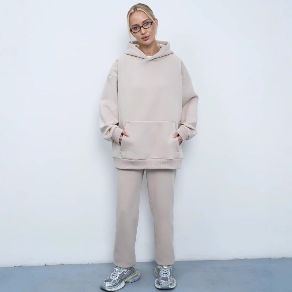 Damen großzügiger Kapuzenpullover Oversize mit Kängurutasche und weichem French-Terry EB