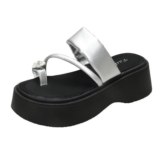 Damen Plateau-Sandalen mit funkelndem Schmuckdetail EB
