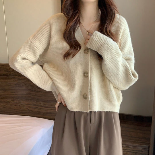 Damen Komfortabler Strickcardigan mit Knopfdetails und feiner Struktur EB