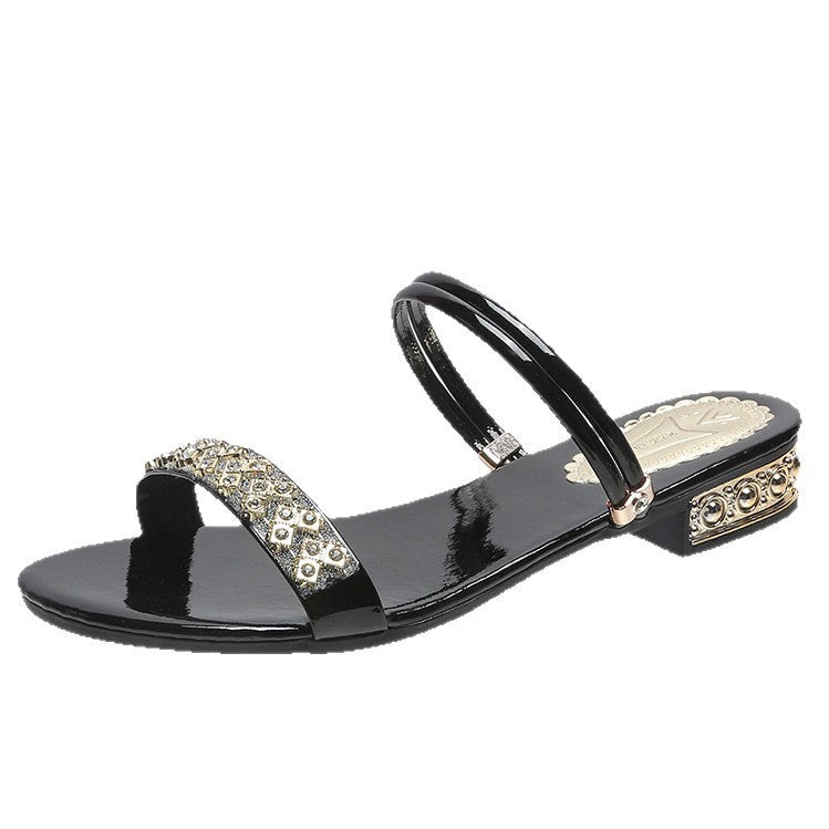 Damen Glitzernde Riemchen-Sandalen mit eleganten Verzierungen EB