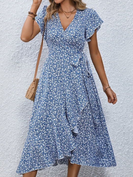 Damen Wickelkleid mit floralem Muster EB