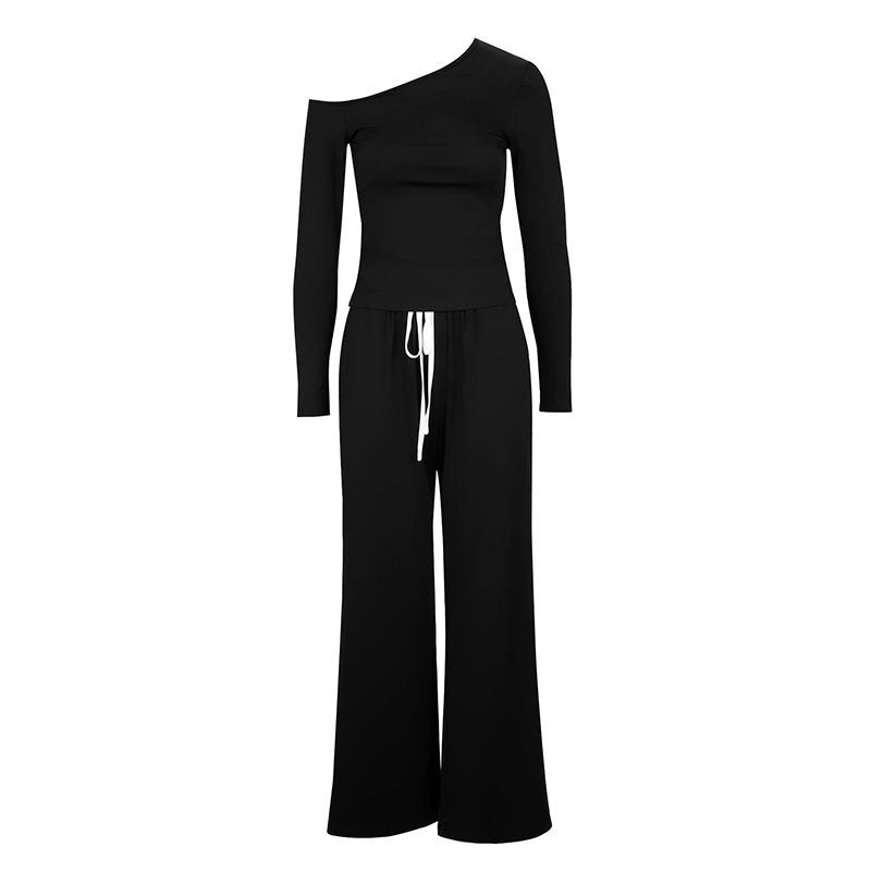 Damen Elegantes Jumpsuit mit asymmetrischem Oberteil und weitem Bein EB