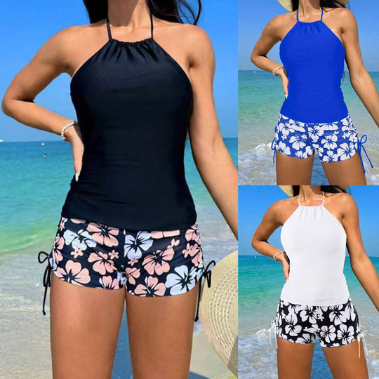 Damen Tankini-Set mit modischem Blumendruck und verstellbaren Trägern EB