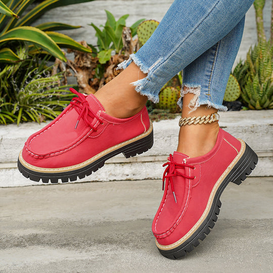 Damen bequeme Leder-Schnürschuhe mit rutschfester Sohle und praktischer Schnürung EB