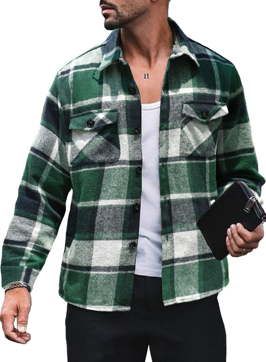 Herren Flanellhemd mit Karomuster und funktionalen Taschen EB