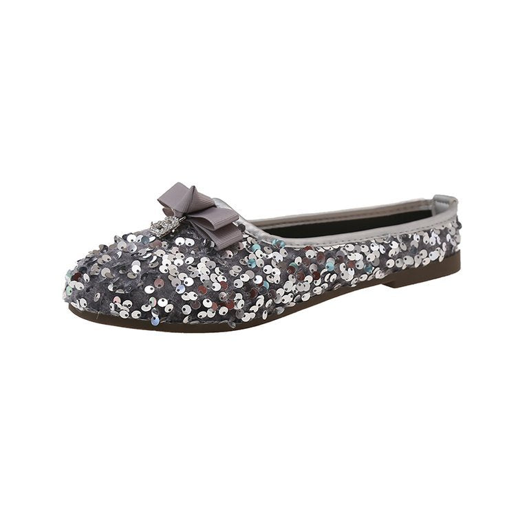 Damen Glitzernde Ballerinas mit Schleifenakzent EB