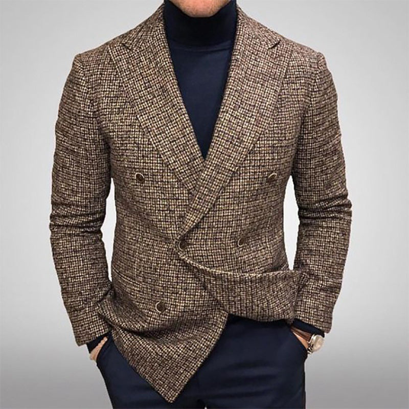 Herren modischer doppelreihiger Blazer mit feinem Strukturdesign EB