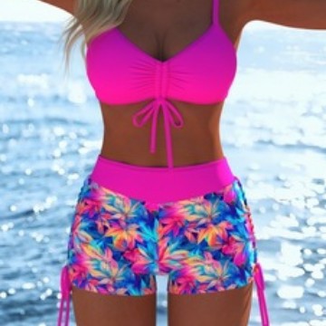 Damen modischer Bikini-Set mit Schößchen und verstellbarem Träger EB