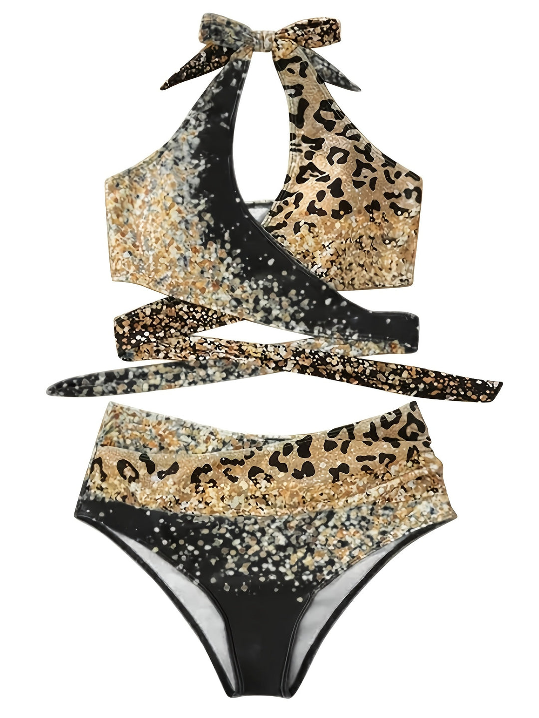 Damen Hochtailliertes Bikiniset mit verspieltem Knoten und schimmernden Akzenten EB