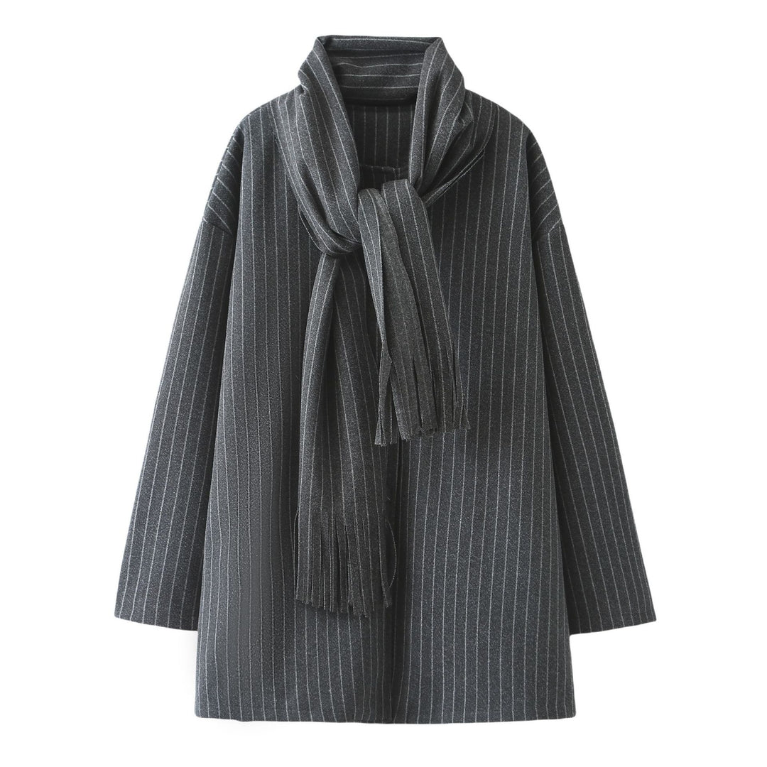 Damen modische Steppjacke mit asymmetrischem Kragen und einem eleganten Schal EB