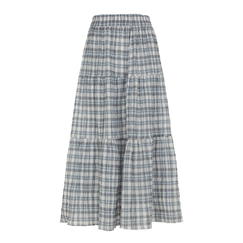 Damen Maxirock mit kariertem Design und gestuftem Schnitt EB