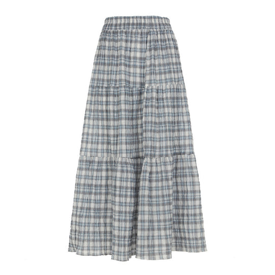 Damen Maxirock mit kariertem Design und gestuftem Schnitt EB