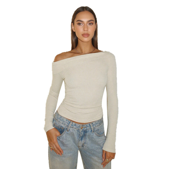 Damen Off-Shoulder Langarmshirt mit figurbetonendem Schnitt EB