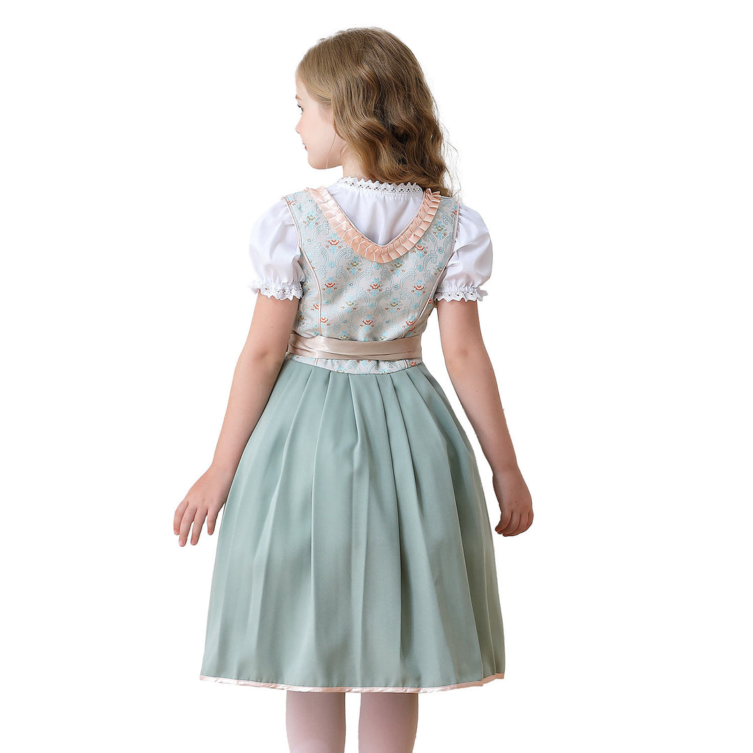 Damen nan elegantes Mädchen Trachtenkleid mit Rüschenkorsett und Spitzenstickerie EB