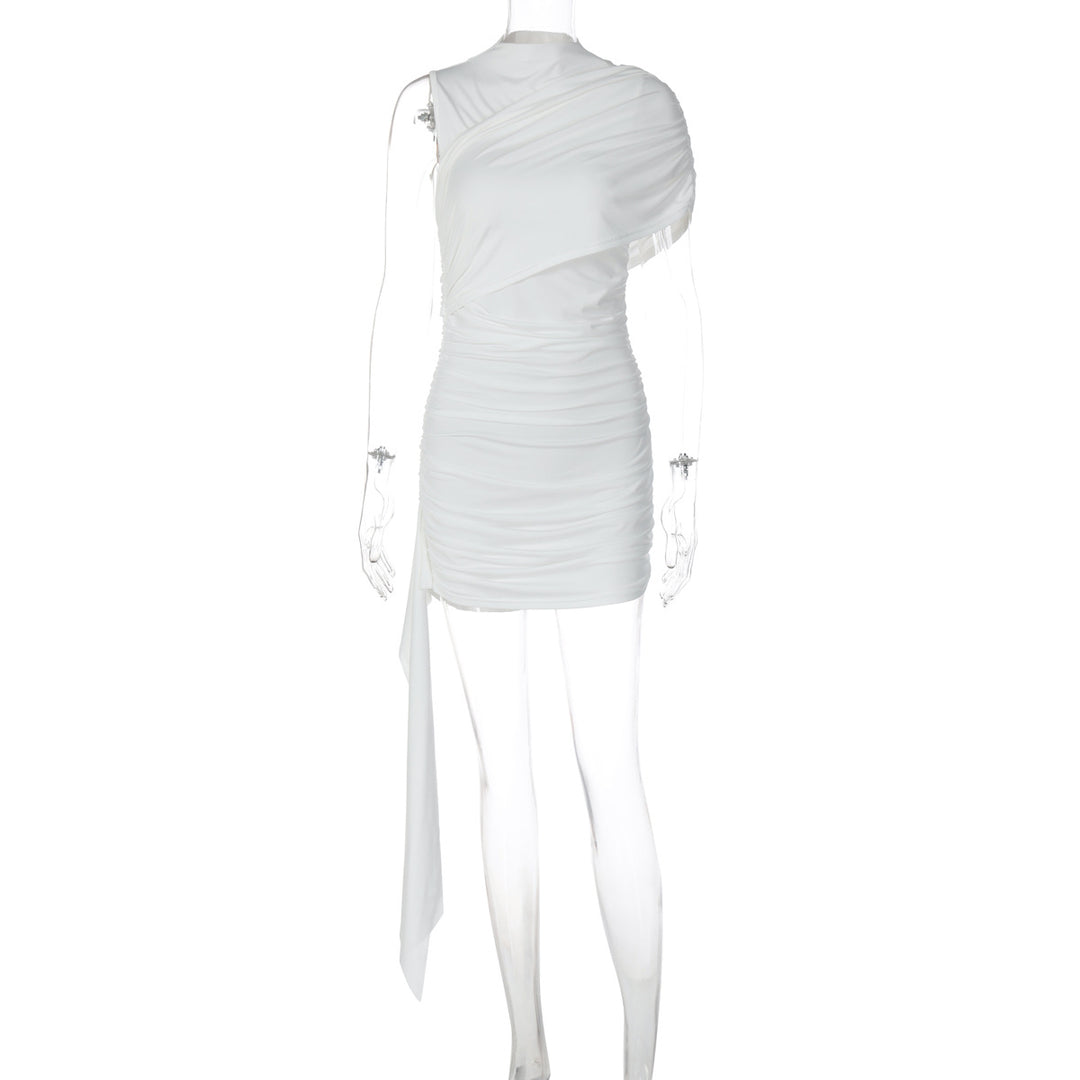 Damen Elegantes Cocktailkleid mit asymmetrischem Saum und Raffung EB