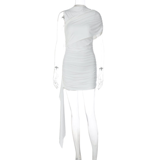 Damen Elegantes Cocktailkleid mit asymmetrischem Saum und Raffung EB