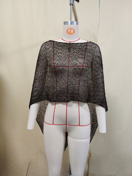 Damen luftiger Häkel-Strandponcho EB