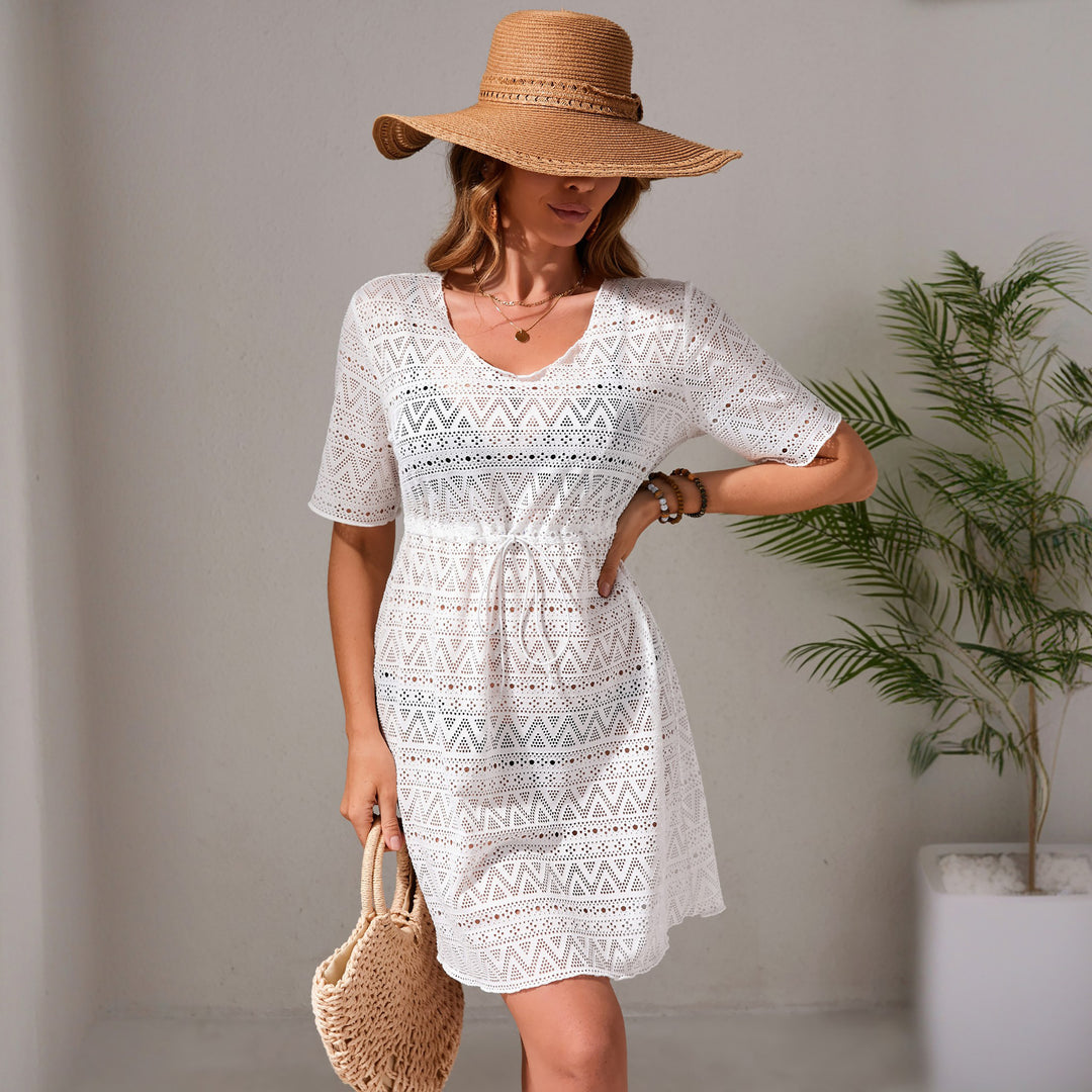 Damen luftige Häkel-Strandkleid EB