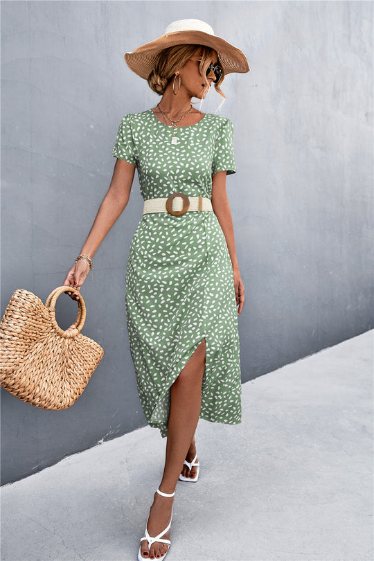 Damen Midikleid mit asymmetrischem Schnitt und dekorativem Gürtel EB