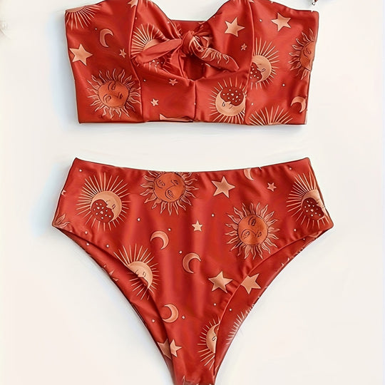 Damen Bikiniset mit strukturiertem Oberteil und hoch geschnittenem Hosenrock EB