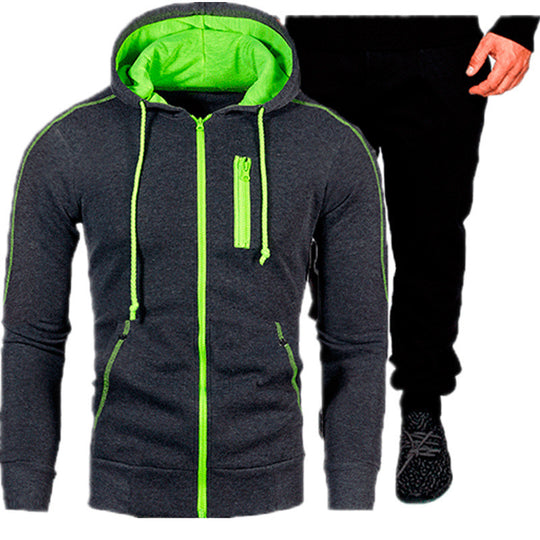 Herren sportliches Kapuzenjacken- und Jogginghosen-Set EB