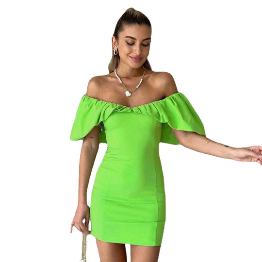 Damen Off-Shoulder Minikleid mit voluminösen Ärmeln EB