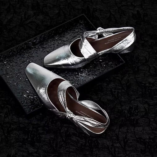Damen Slingback-Pumps mit eleganter Schleifenverzierung und glänzender Oberfläche EB