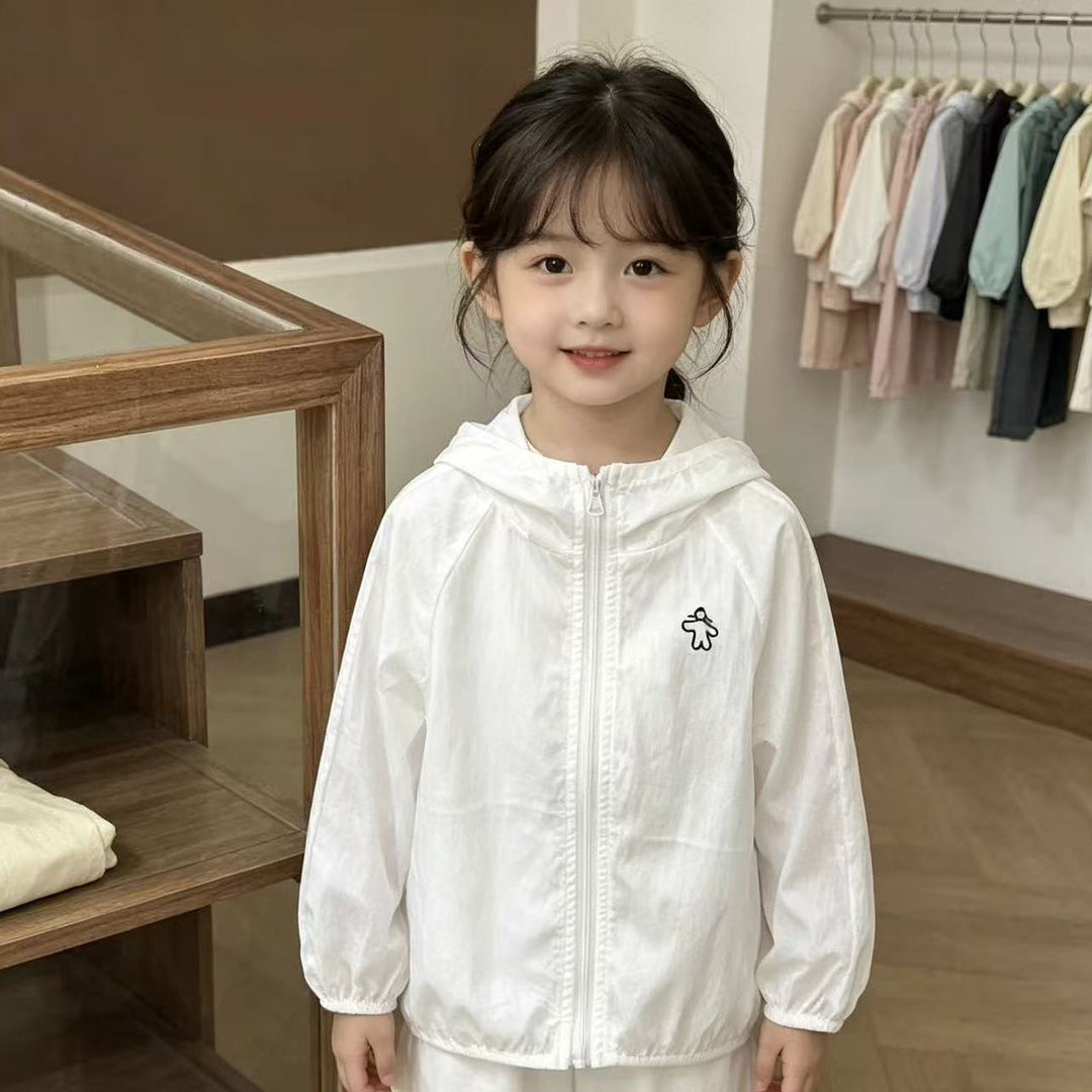 Unisex nan leichte Kapuzen-Jacke für Kleinkinder mit elastischen Bündchen und Frontreißverschluss EB