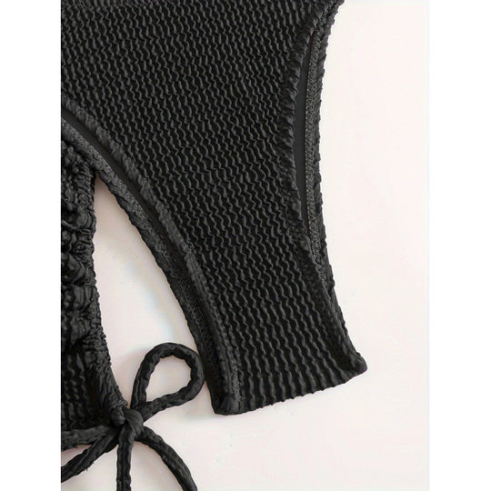 Damen Bikini-Set mit asymmetrischem Oberteil und femininer Rüschendetail EB