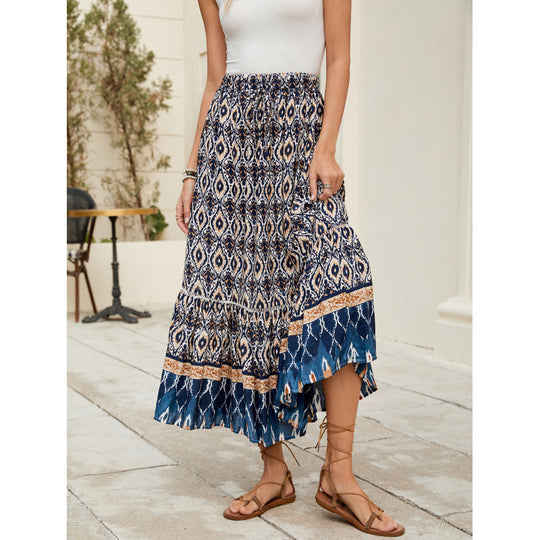 Damen Bohemian Stufen Maxi Rock EB