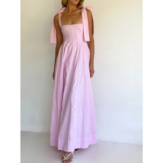 Damen Elegantes Maxikleid mit modernen Schulterbändern und fließendem Schnitt EB