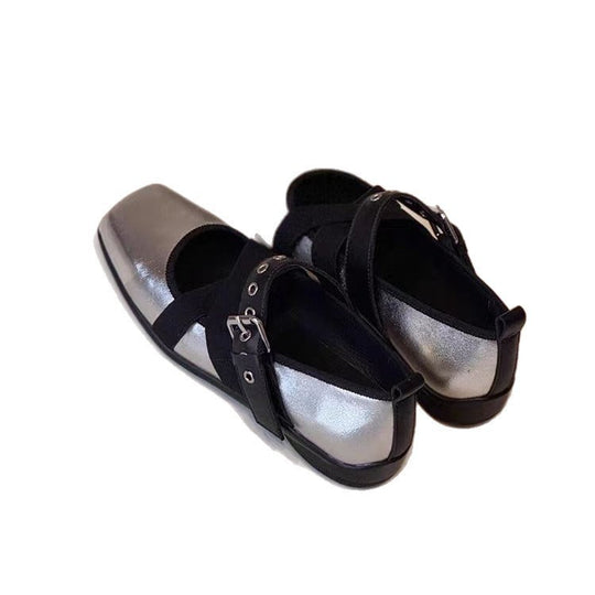 Damen Komfortable Ballerinas mit elastischen Kreuzriemen EB