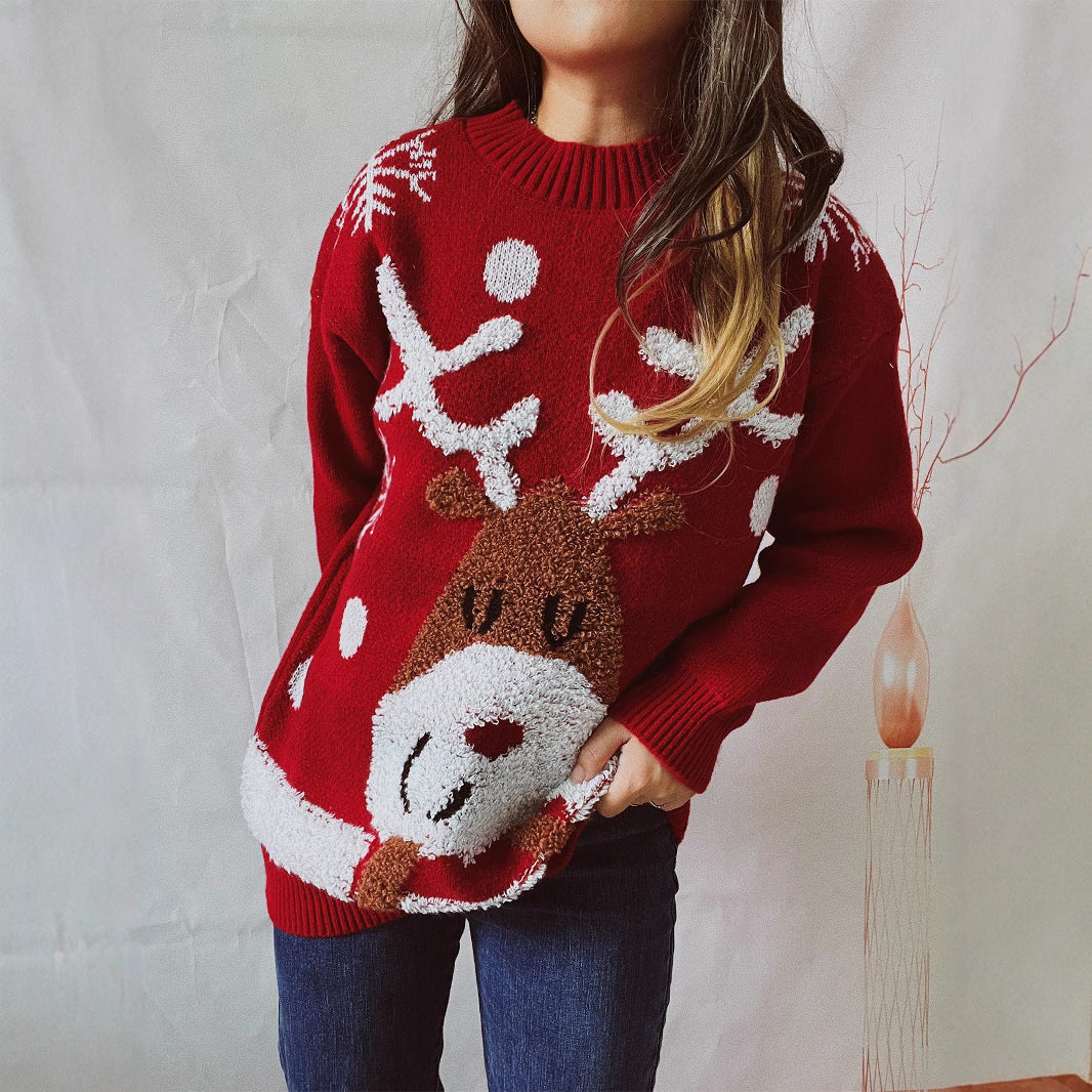 Damen Kuscheliger Weihnachts-Pullover mit lustigem Rentier-Motiv EB