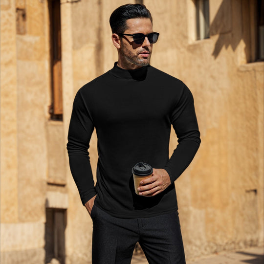 Herren Stehkragen Pullover Aus Weichem Baumwollmix EB