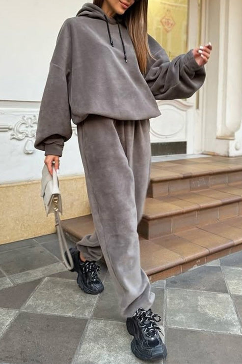 EB | Crew Polar Fleece Kapuzenpullover und Jogginghose Zweiteiliges Satz