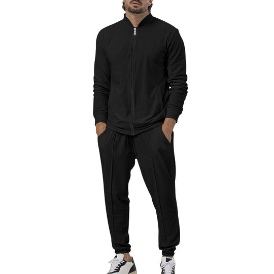 Herren sportliches Freizeit-Set mit durchgehendem Reißverschluss und elastischen Bündchen EB