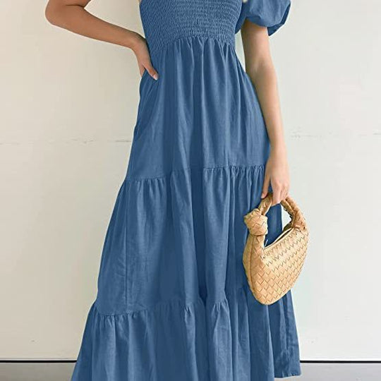 Damen Maxikleid mit asymmetrischem Träger und fließendem Schnitt EB