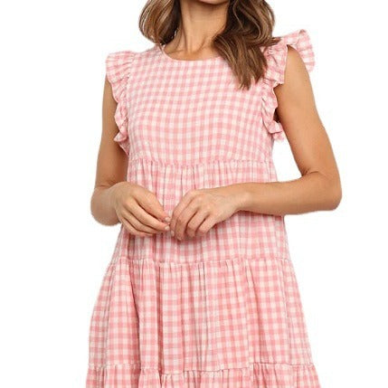 Damen Lässiges Kleid mit Rüschendetails und taillierter Silhouette EB