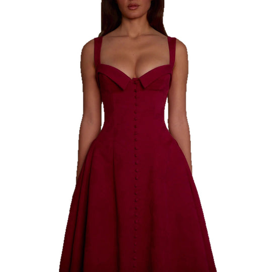 Damen A-linien Kleid mit schickem Bustier-Oberteil und Knopfleiste EB