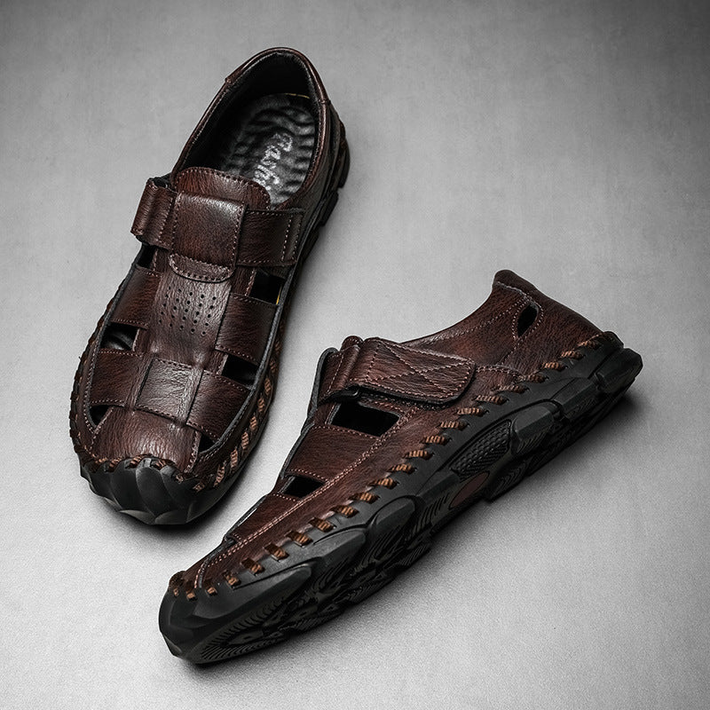Herren Komfortable Leder-Sandalen mit atmungsaktivem Design und verstellbarem Riemensystem EB